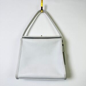 COACH White Vintage Leather Geometric Bag Top Handle Bag M7C-9043 Small